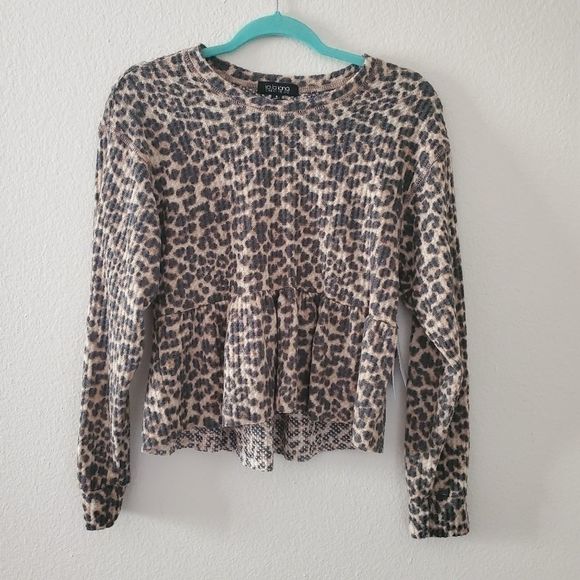 LA LA land cheetah print peplum top small - Picture 3 of 9